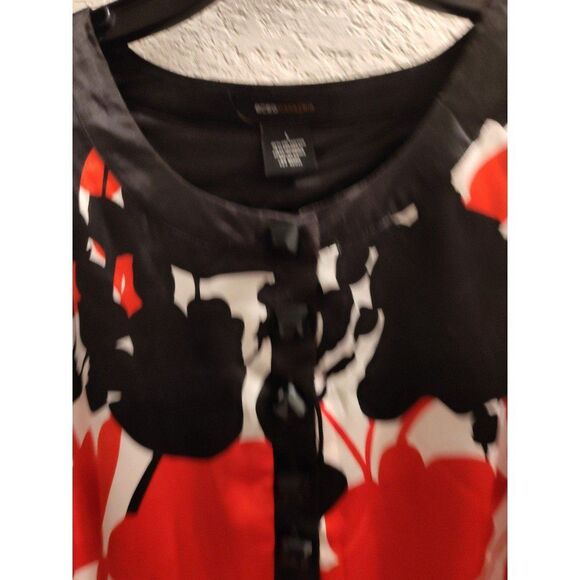 BCBG Maxazria Satin Sheath Dress Women's Large fully Lined Floral Sleeveless - Picture 2 of 4